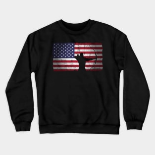 Archery US Flag Proud American Archer Bow Gift Crewneck Sweatshirt